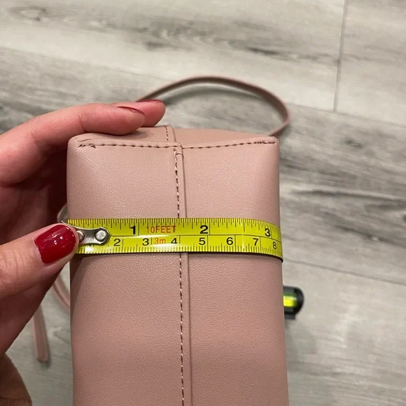 SAMARA Medium Off the Shoulder Bucket Crossbody Bag Pink Peony Vegan Leather - Picture 10 of 14